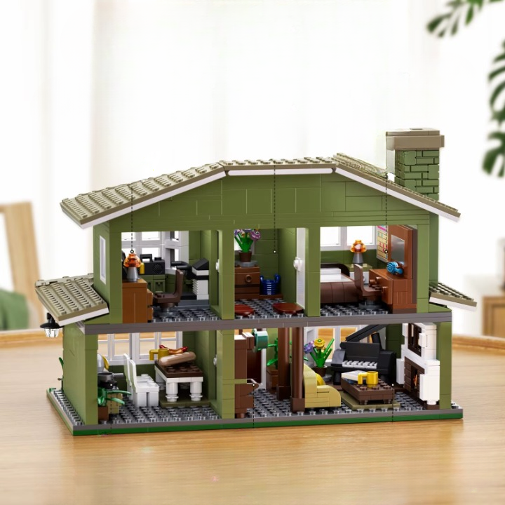 GREEN TWO-STORY AMERICAN-STYLE HOUSE | 1176 pieces