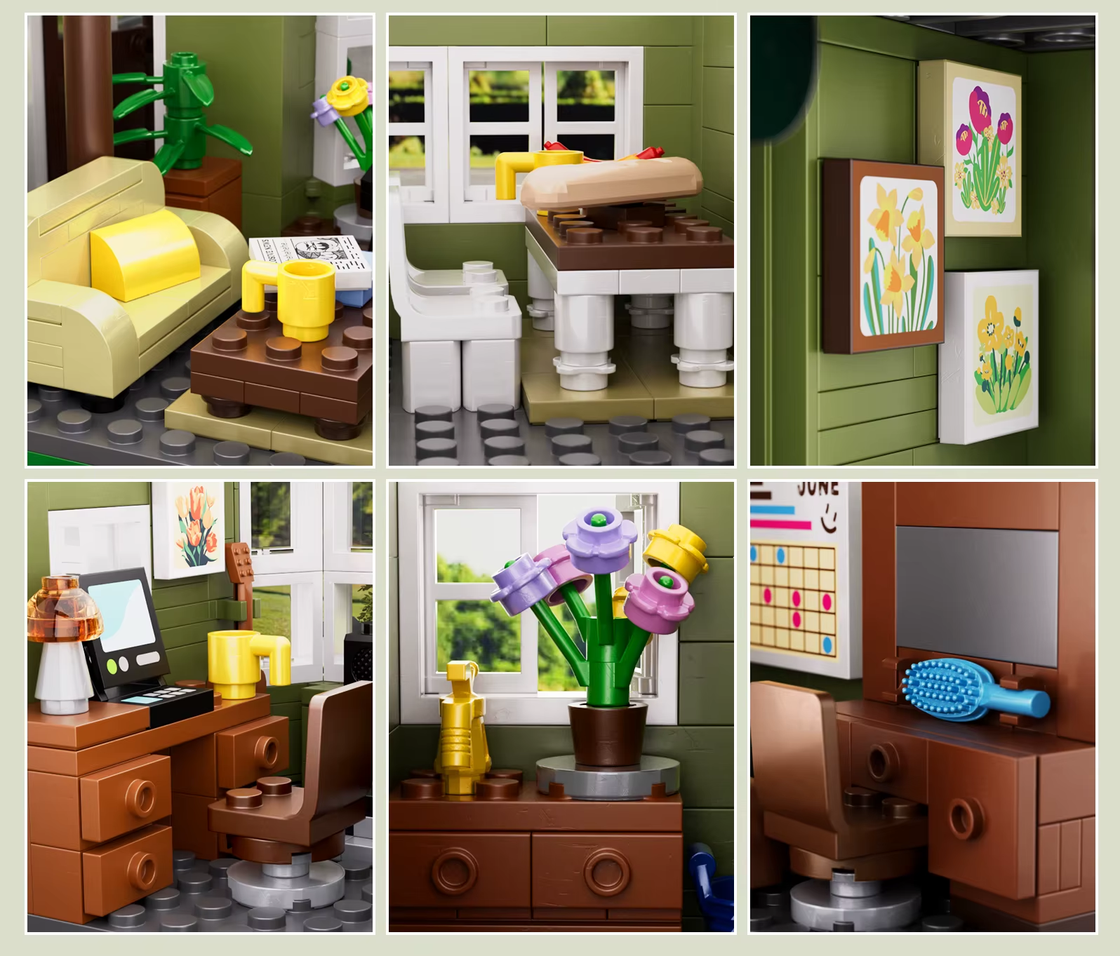GREEN TWO-STORY AMERICAN-STYLE HOUSE | 1176 pieces