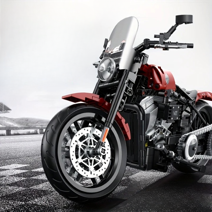 RED MOTORCYCLE WITH A V2 ENGINE 1:8 | 542 pieces