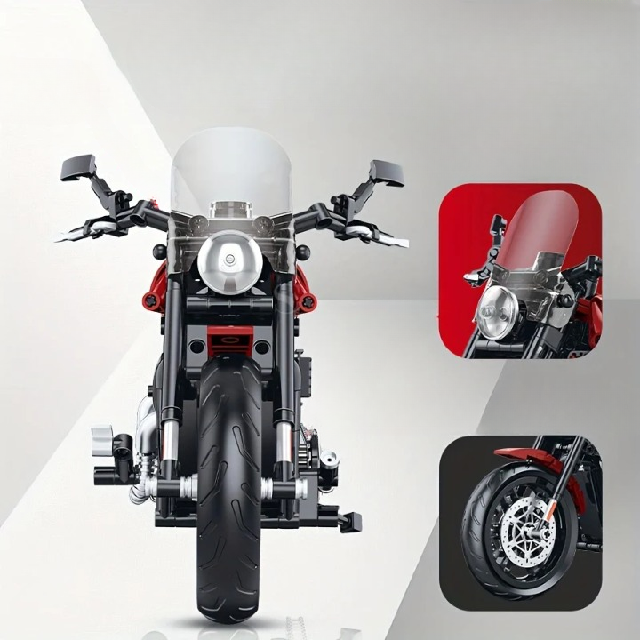 RED MOTORCYCLE WITH A V2 ENGINE 1:8 | 542 pieces