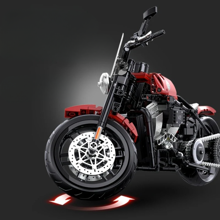 RED MOTORCYCLE WITH A V2 ENGINE 1:8 | 542 pieces