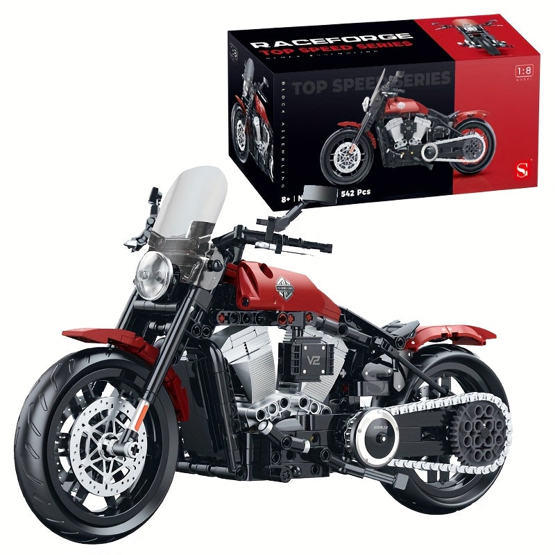 RED MOTORCYCLE WITH A V2 ENGINE 1:8 | 542 pieces